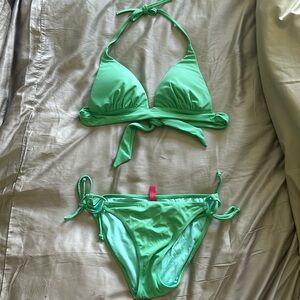 Victoria’s Secret green string tie bikini.